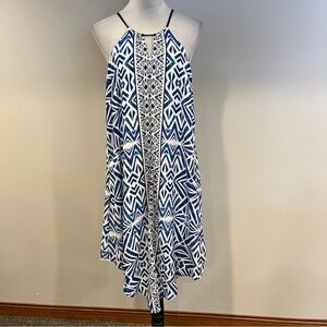 Mossimo Blue and White Geometric Print a-line mini Dress size medium